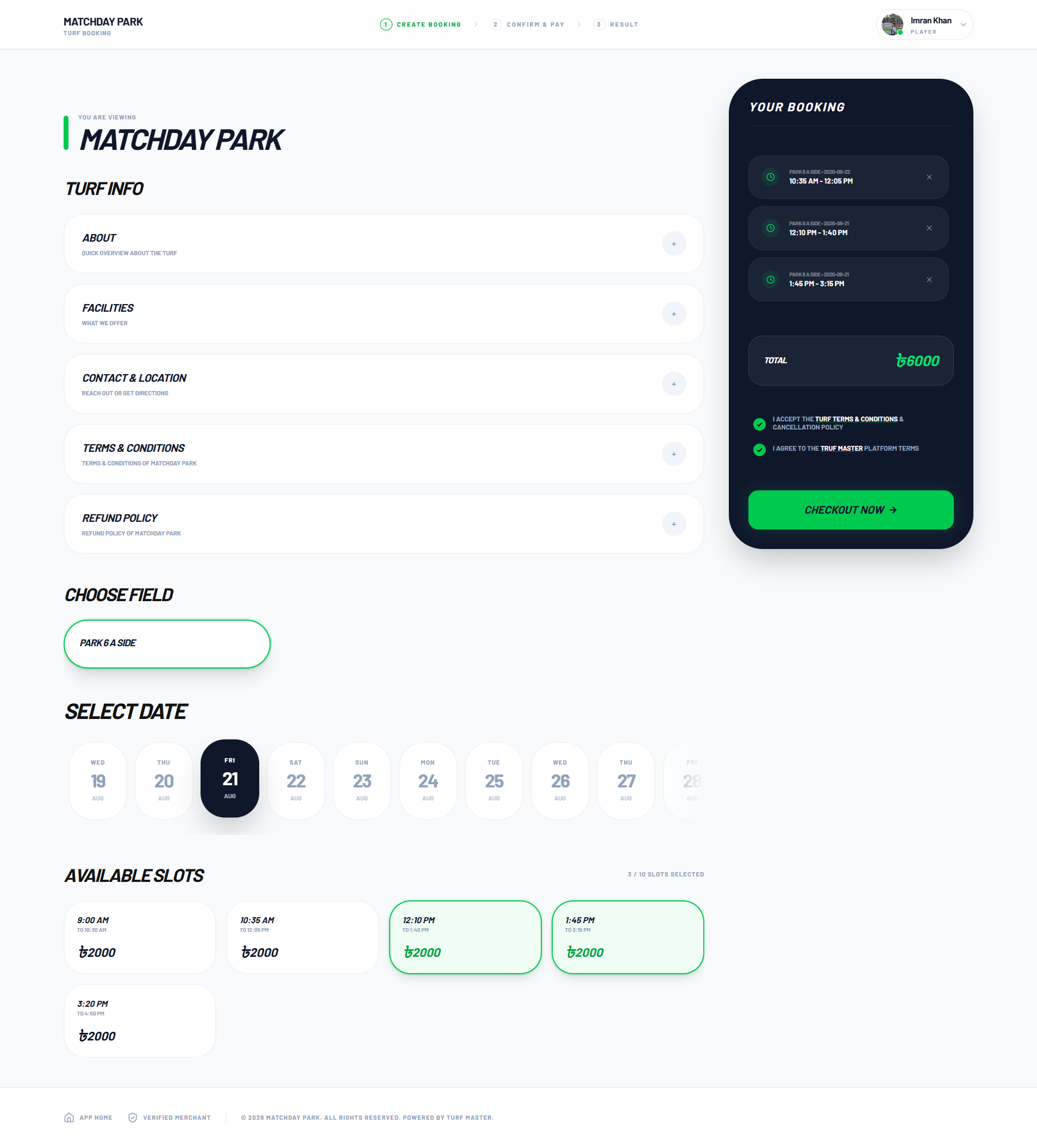 Public Customer Booking UI Flow